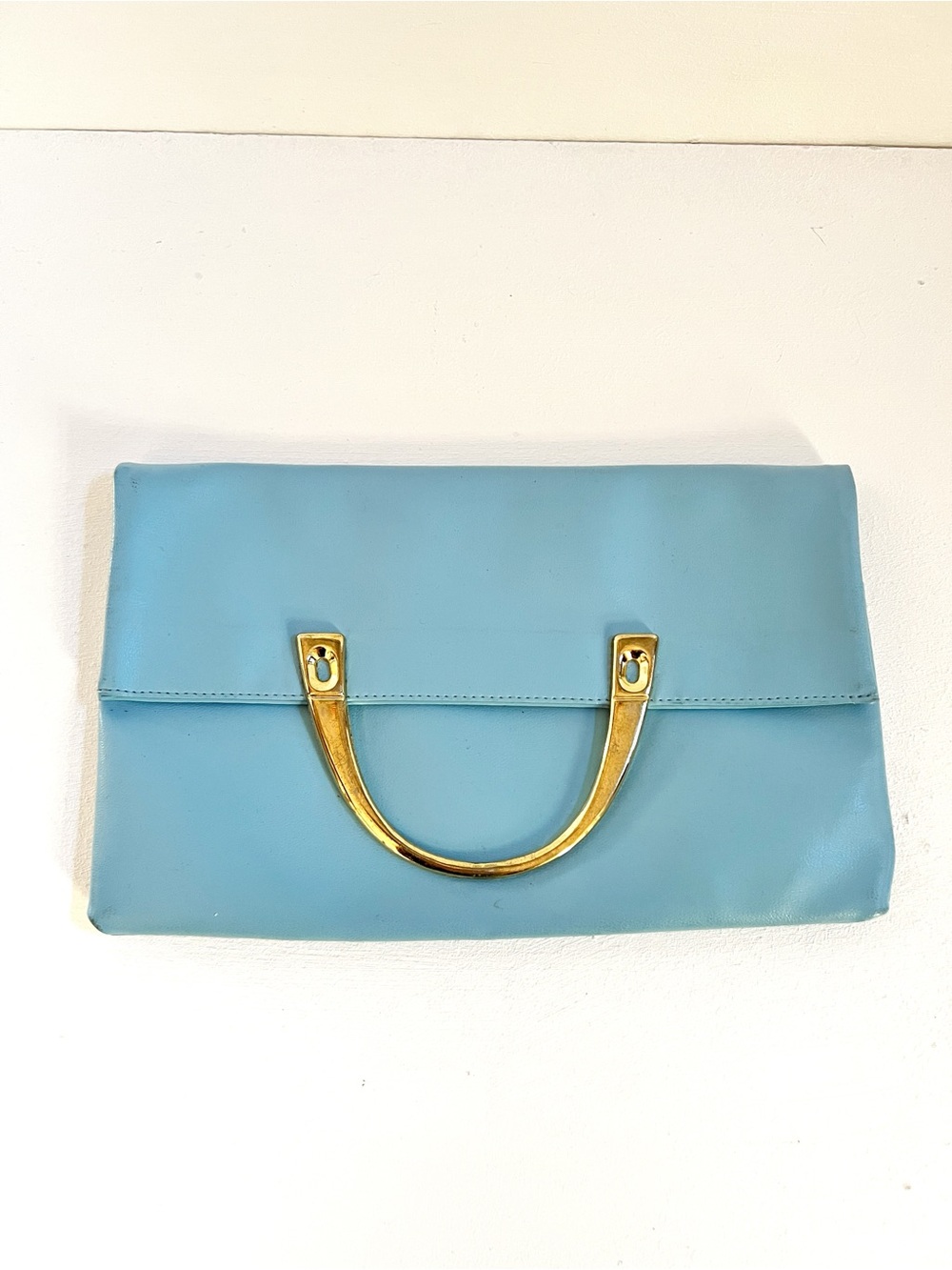 Vintage | Blue Clutch with Brass Handle